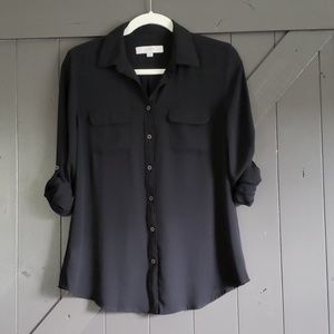 Loft black utility blouse w/optional 3/4 sleeve